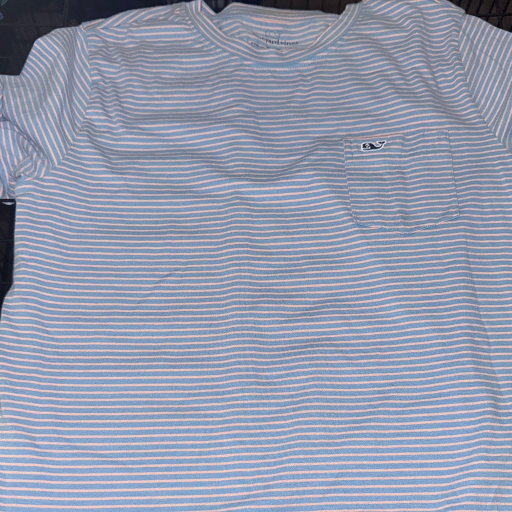 Vineyard Vines kids Light Blue and White Striped Tee